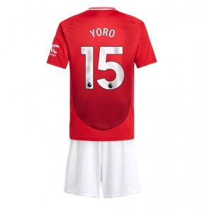 Manchester United Leny Yoro #15 Dětské Domácí dres komplet 2024-25 Krátký Rukáv (+ trenýrky)